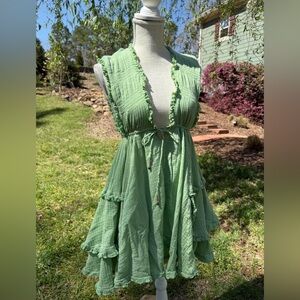 Free People Free-est Antoinette Mini Dress Size Large Pistachio Mint Sage Green